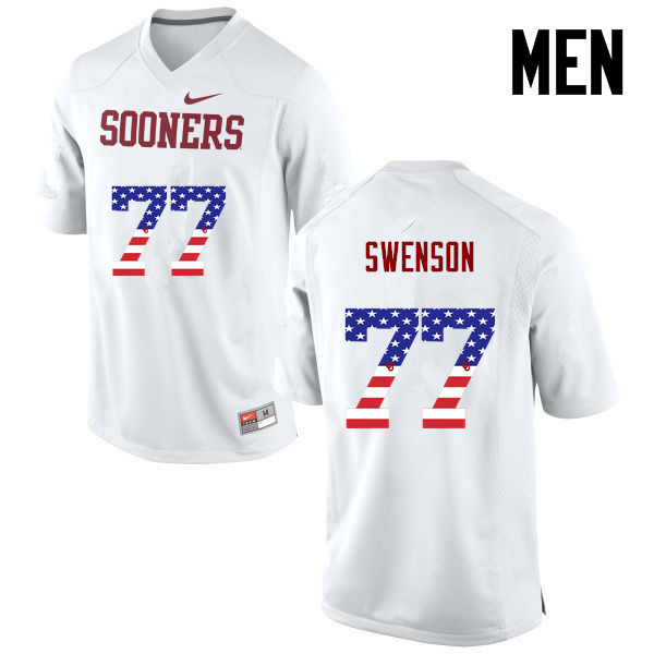 Men Oklahoma Sooners #77 Erik Swenson College Football USA Flag Fashion Jerseys-White - Click Image to Close
